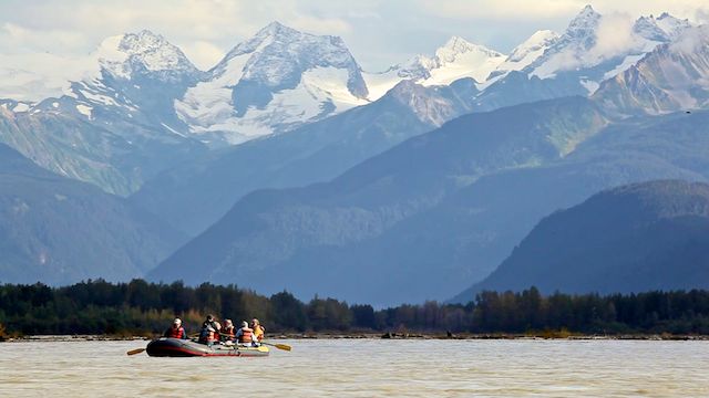 Rafting through the Bald Eagle Preserve in Haines